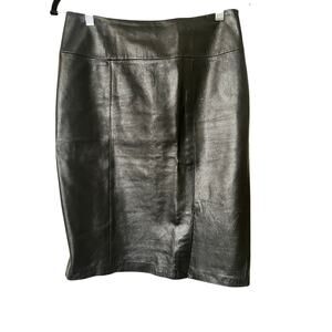 Vintage Jaclyn Smith 100% Genuine Black Leather Pencil Skirt